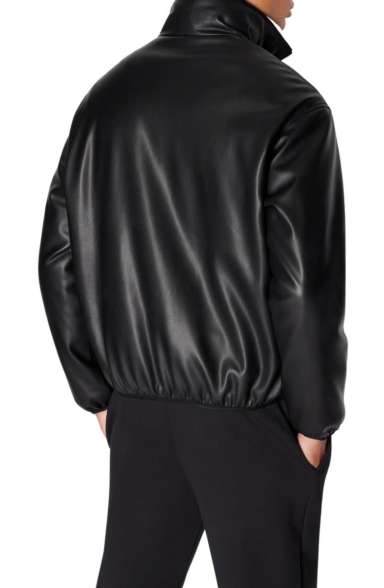 Armani Exchange Logo Embroidery Faux Leather Jacket, Alternate, color, 