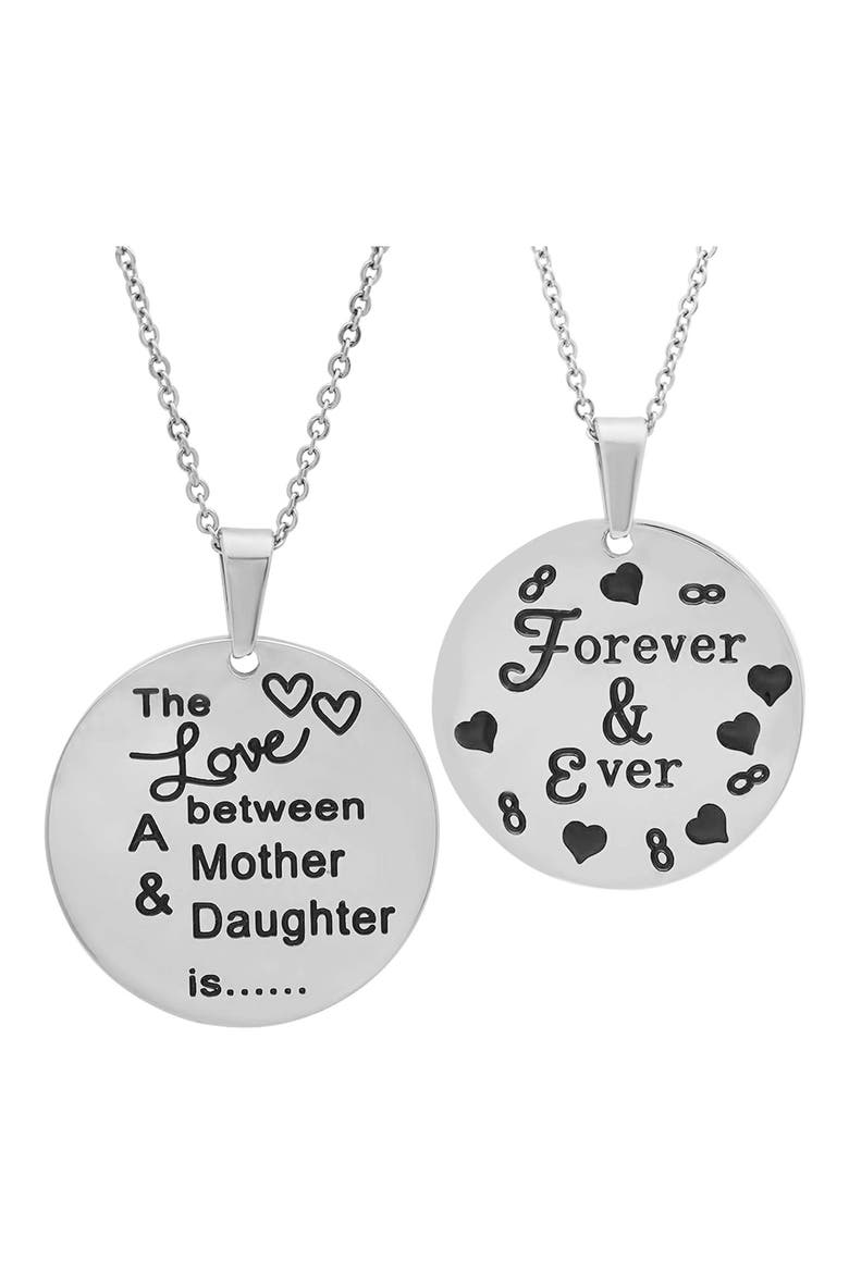 Mother & Daughter Pendant Necklace Set, Main, color, SILVER