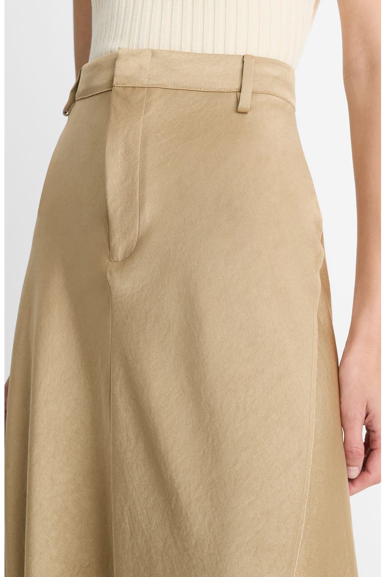Satin A-Line Midi Skirt, Alternate, color, DUNE STONE