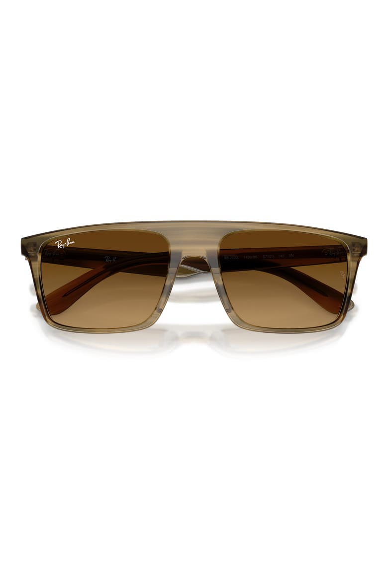 57mm Gradient Square Sunglasses, Alternate, color, STRIPED GREEN / GRADIENT BROWN