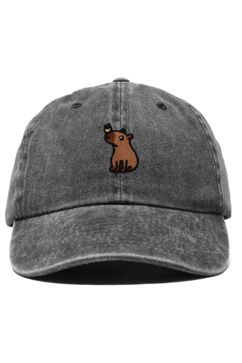 Capybara Embroidered Everyday Hat, Main, color, Washed Black