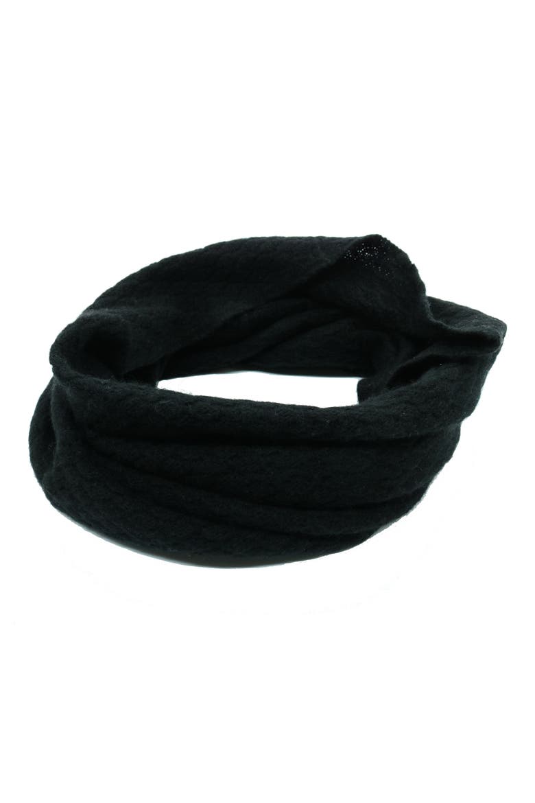 Basketweave Stitch Cashmere Infinity Scarf, Main, color, BLACK