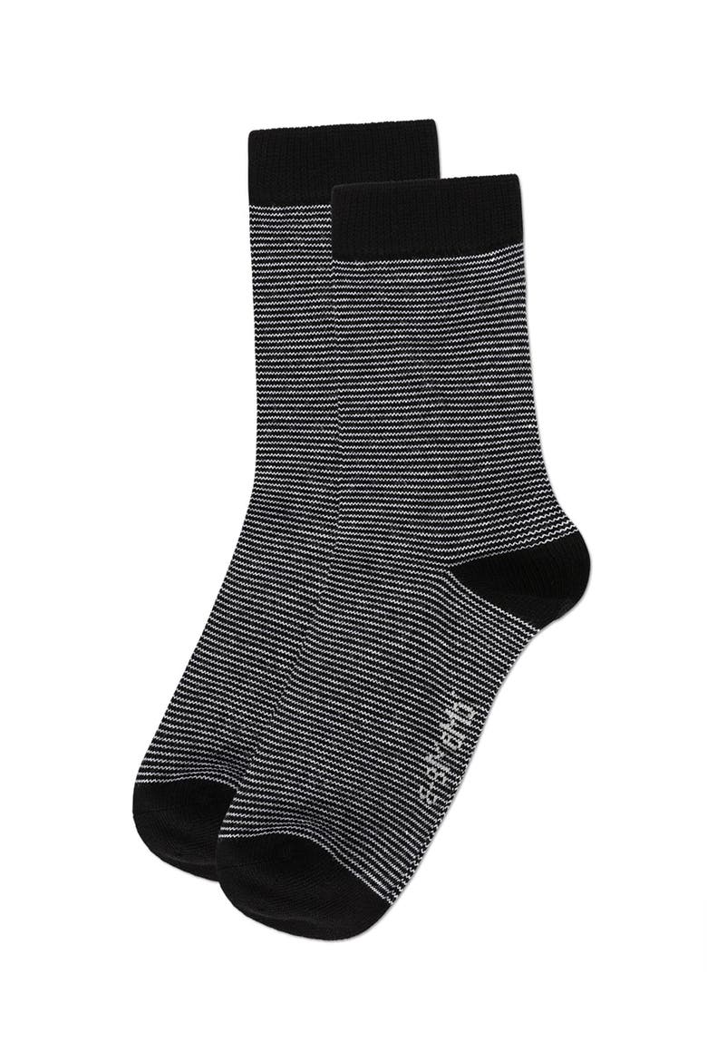 Horizontal Stripe Crew Socks, Alternate, color, Black