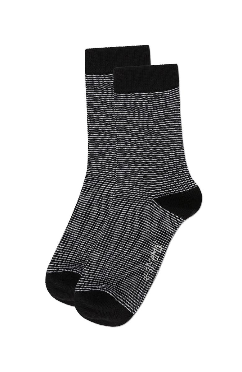 MeMoi Horizontal Stripe Crew Socks, Alternate, color, Black