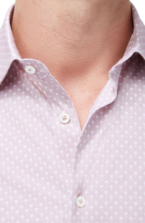 Bugatchi Miles Ooohcotton® Palm Print Short Sleeve Button-up Shirt In Dusty Rose