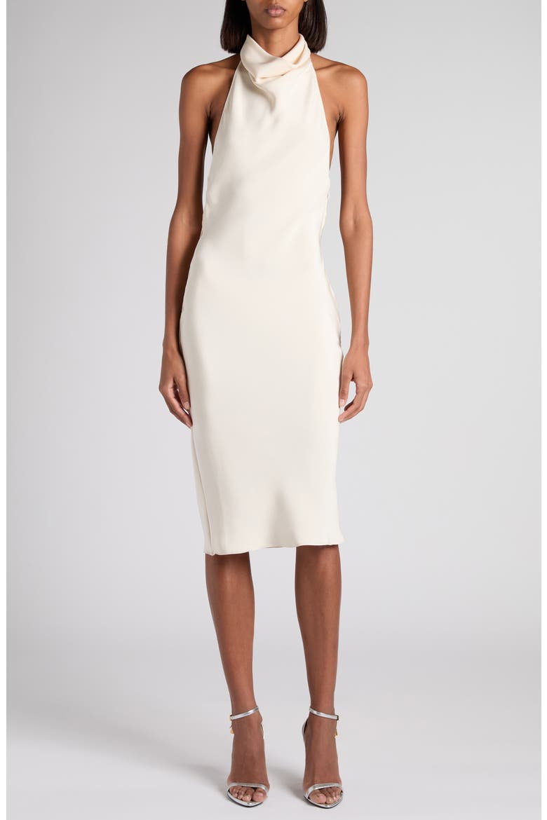 halter silk dress white Alicia Satin Halter Mini Dress