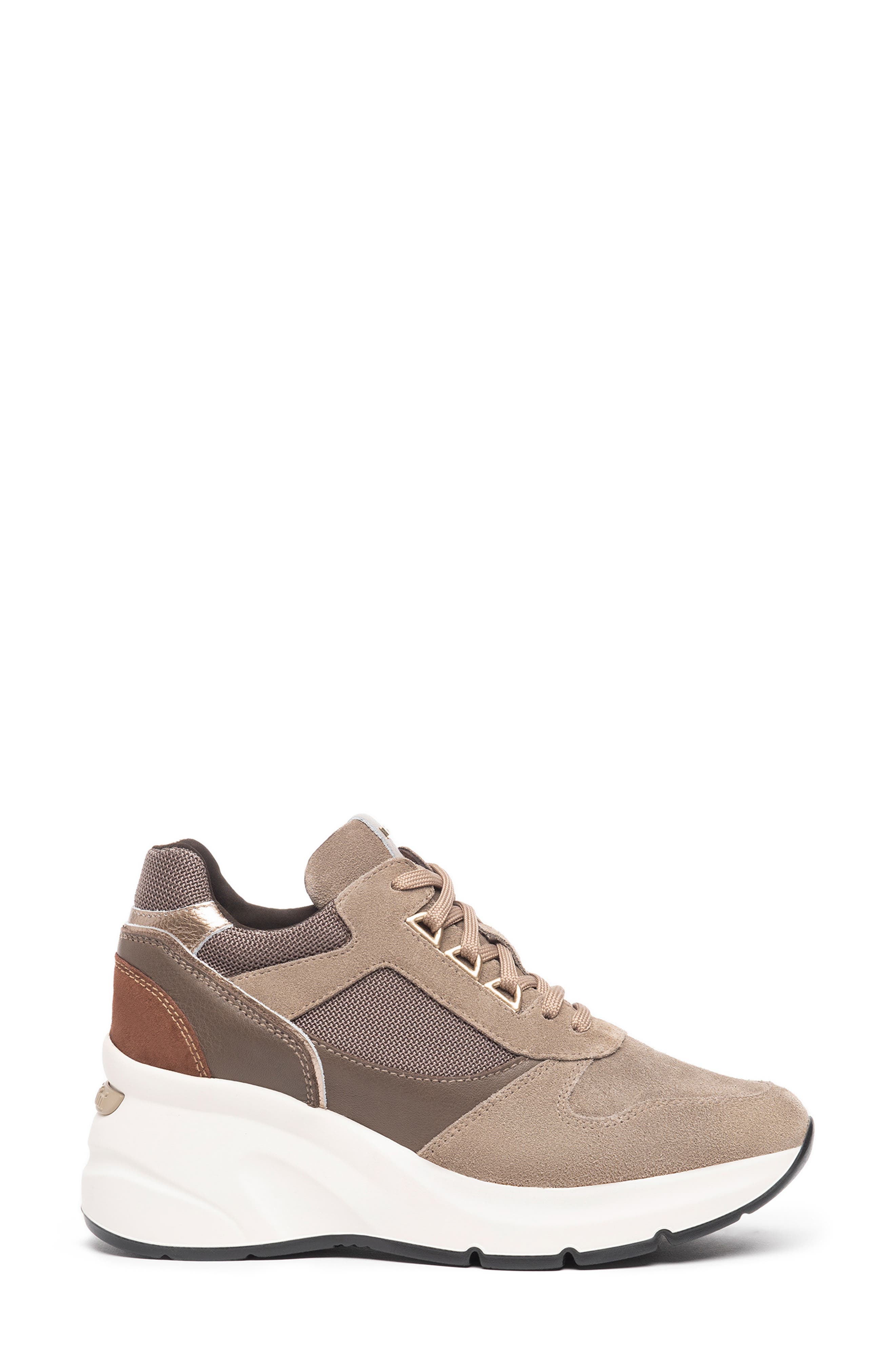 Mixed Media Platform Wedge Sneaker, Alternate, color, GREY
