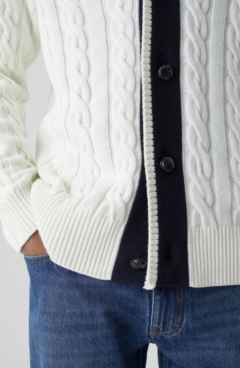 Closed Men's College Cable Wool Blend Cardigan, Alternate, color, Wool White