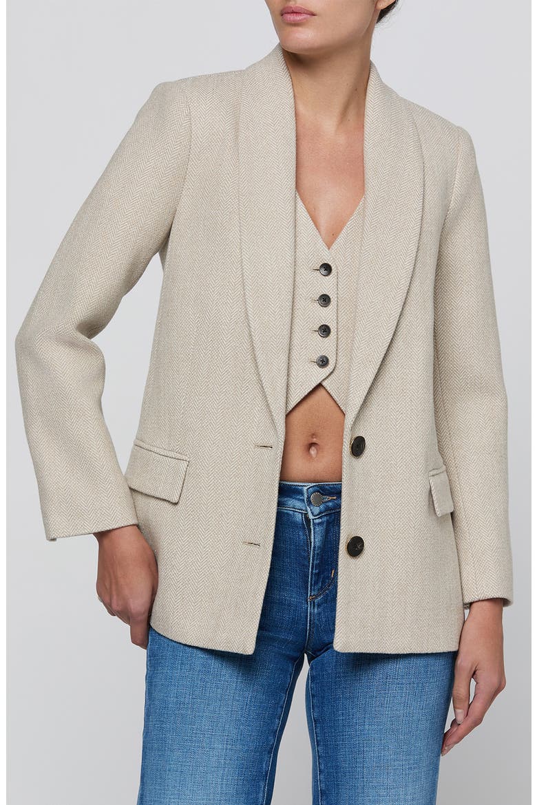 Amelie Tweed Blazer, Main, color, CAPPUCCINO/ IVORY TWEED