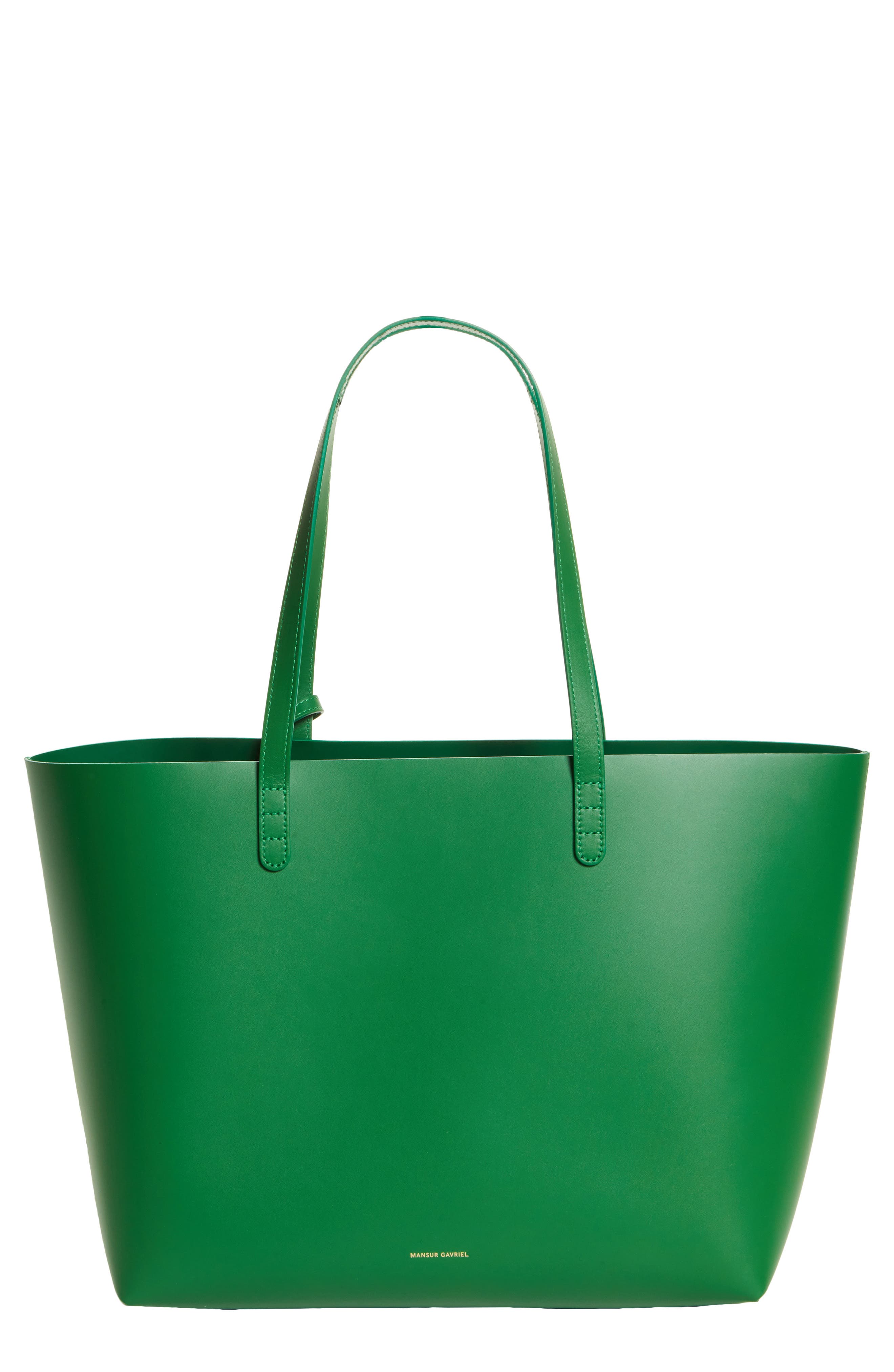 Large Leather Tote, Main, color, LEAF