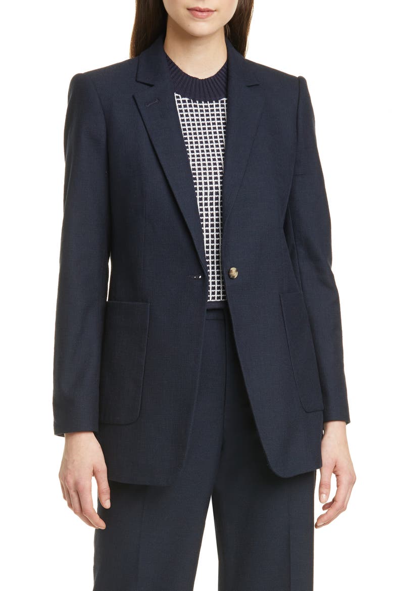 Textured Cotton Blend Jacket, Main, color, NAVY