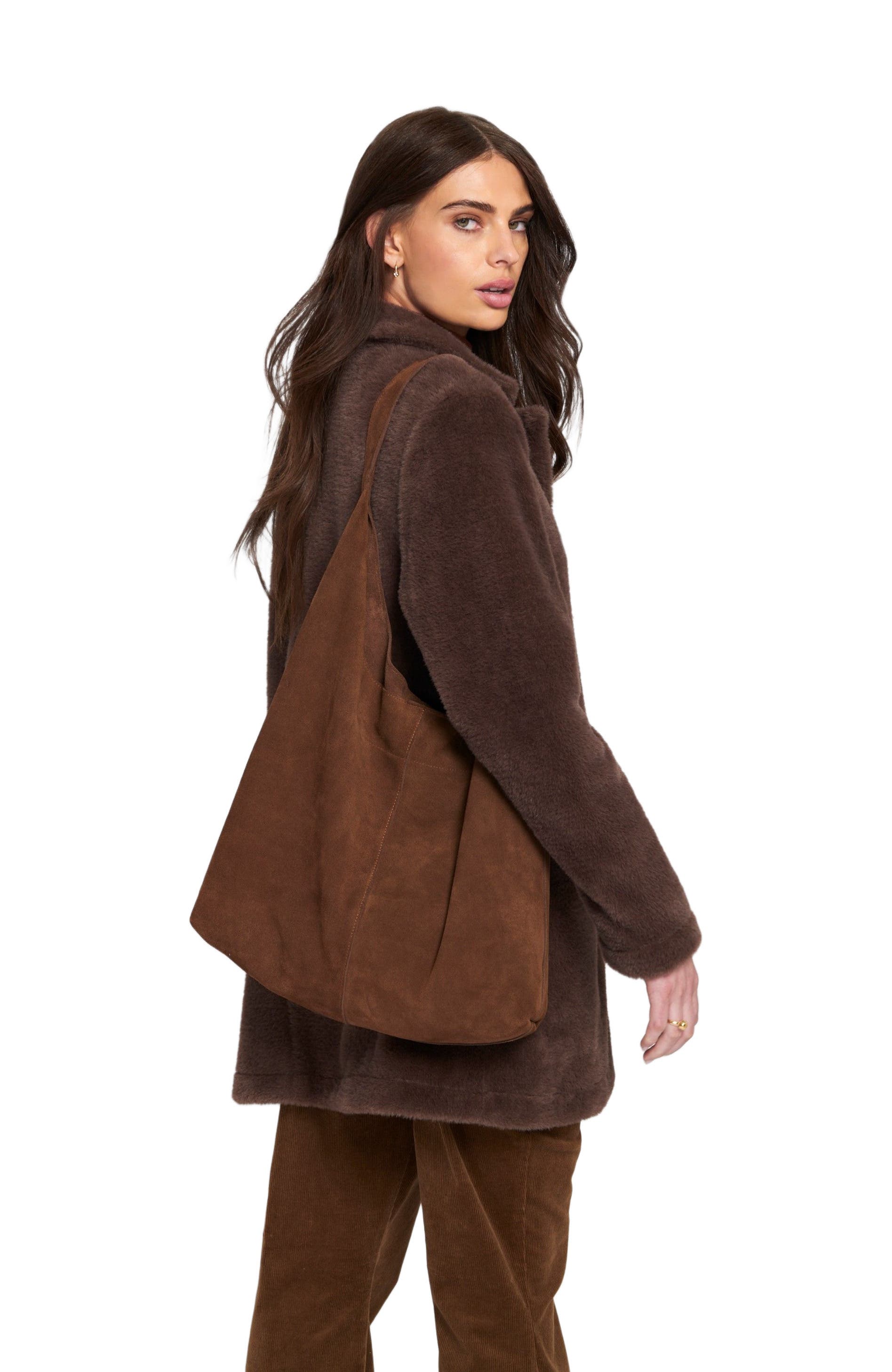 ELLE Collection Suede Slouch Tote Bag, Alternate, color, 