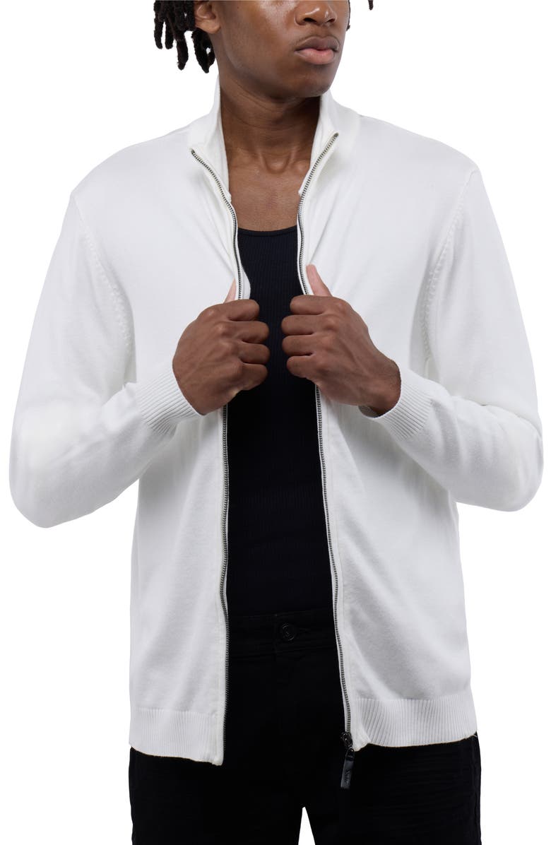XRAY Mock Neck Full Zip Sweater, Alternate, color, Off White