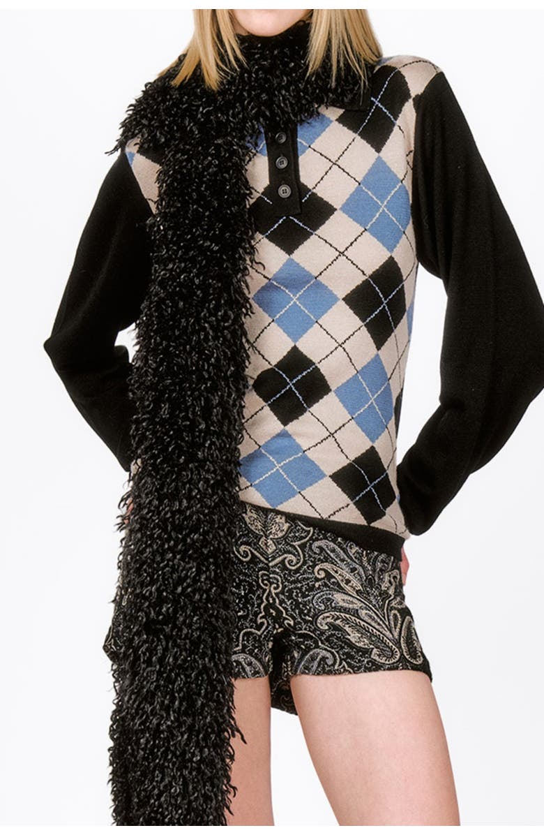 Anna Sui Faux Curly Lamb Fur Long Scarf, Alternate, color, 