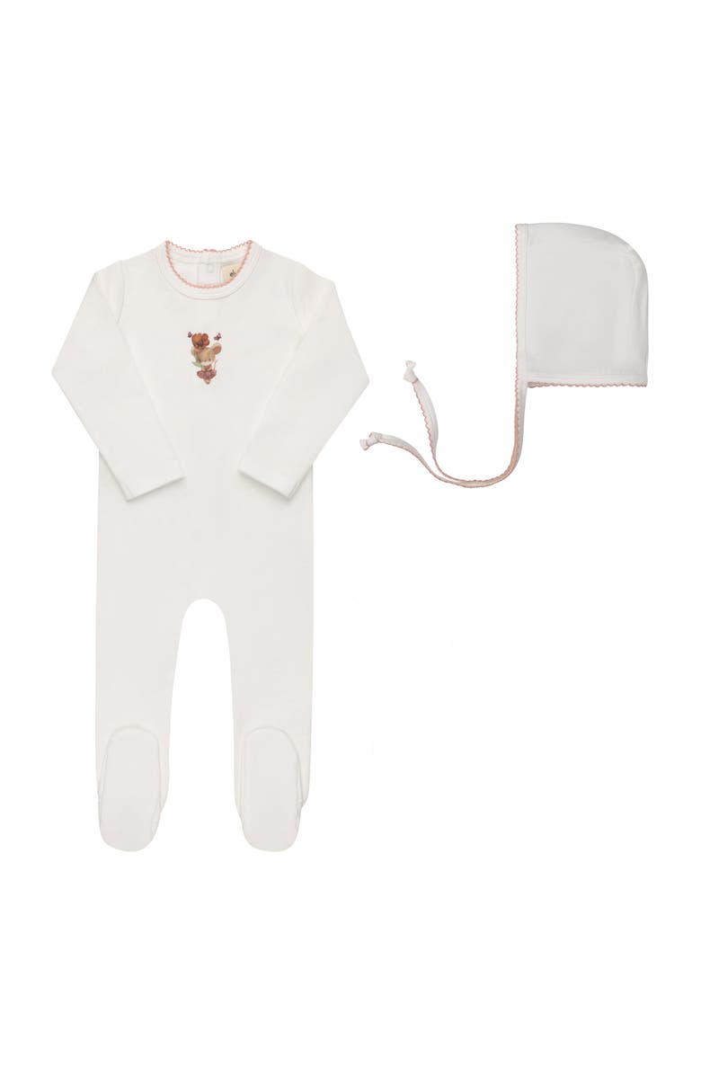 Ely's & Co. Playful Mouse Collection -  Footie + Bonnet, Main, color, Ivory/Pink