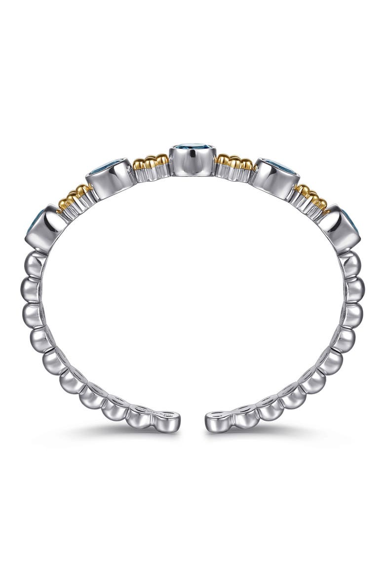 Bujukan 14k Gold & Sterling Silver Blue Topaz Bangle, Alternate, color, STERLING / 14K/ BLUE TOPAZ