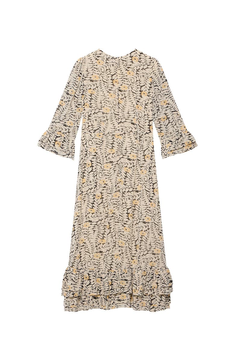 MINT VELVET Floral Print Ruffle Midi Dress, Alternate, color, Black