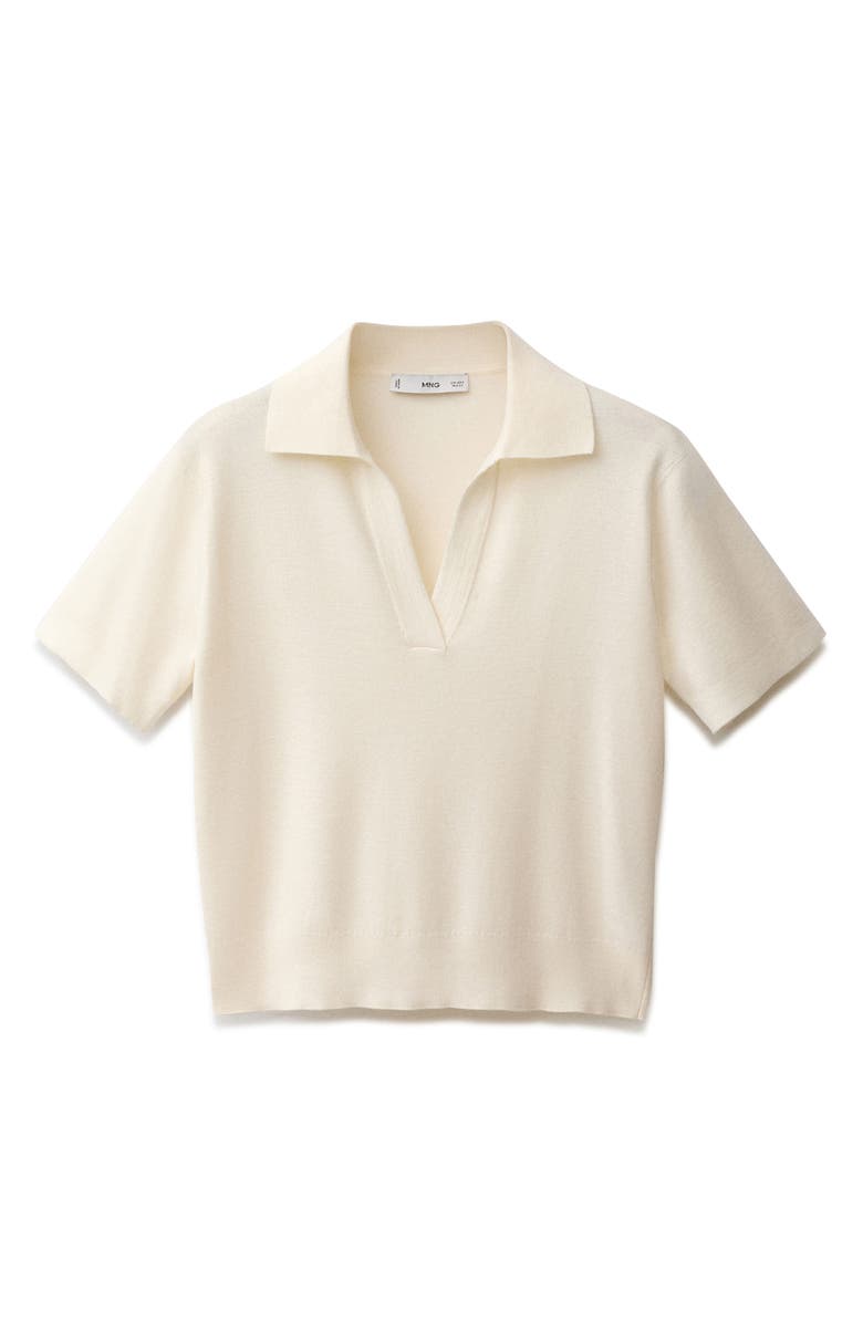 MANGO Short Sleeve Cotton & Wool Polo Sweater, Alternate, color,