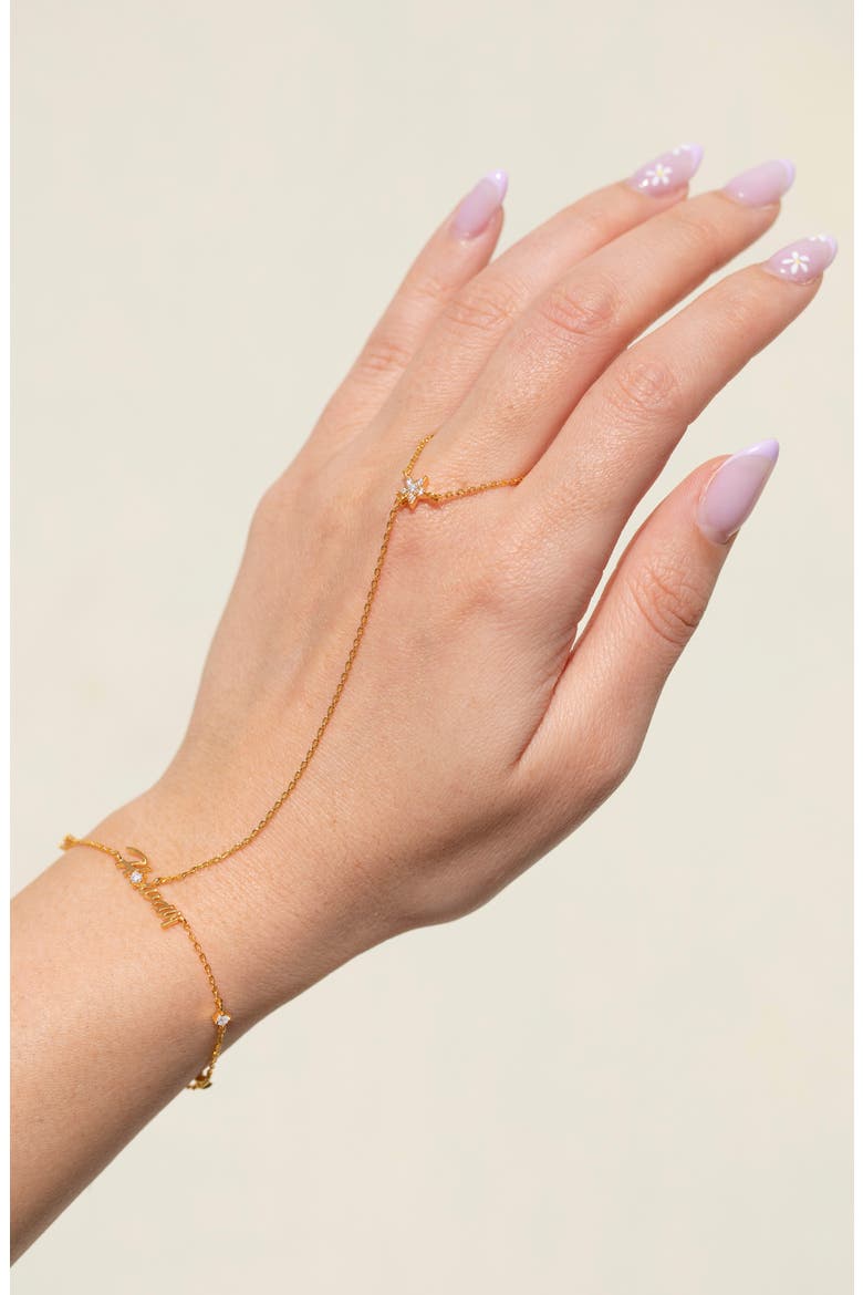 Howdy Partner 18k Gold Plated Cubic Zirconia Hand Chain, Alternate, color, GOLD