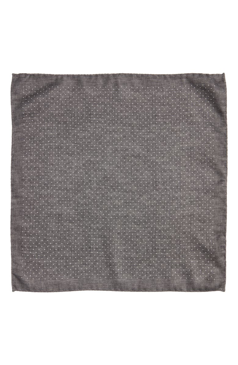 Jack Victor Keele Neat Dot Silk Pocket Square, Alternate, color, Charcoal