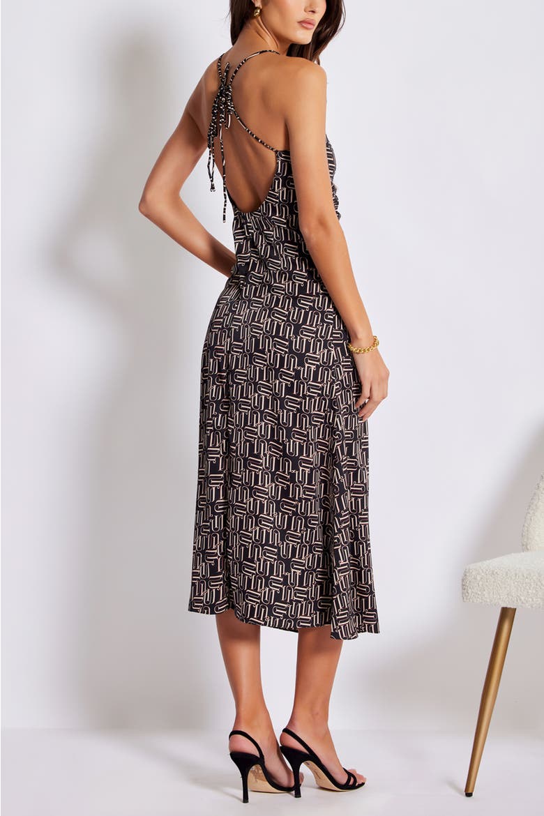 Adria Ruched Front Dress, Alternate, color, Retro Print