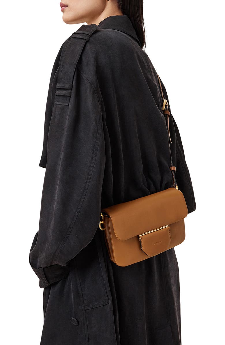 AllSaints Jupiter Leather Crossbody Bag, Alternate, color, Sepia Brown