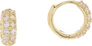 NORDSTROM RACK Double Row Pave CZ 10mm Huggie Hoop Earrings