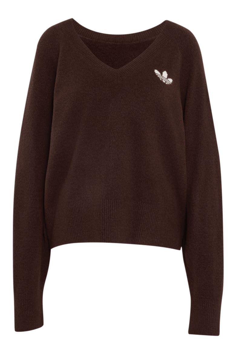 Knit V-Neck Sweater, Alternate, color, AURORA COFFEE
