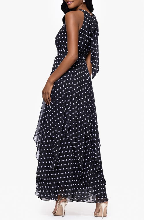 Betsy & Adam Polka Dot Handkerchief Hem Gown