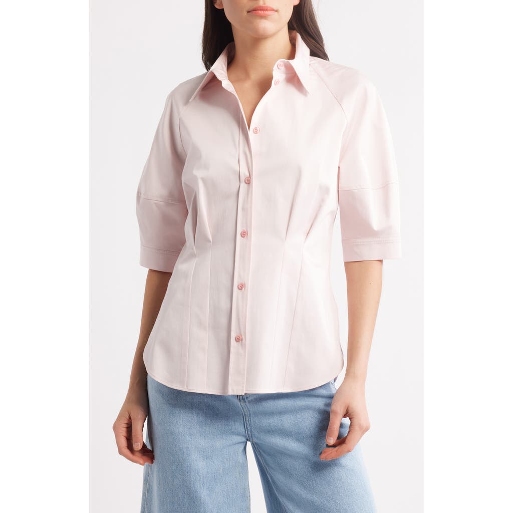 Hugo Boss Boss Belaurena Puff Elbow Sleeve Button-up Shirt In Pink