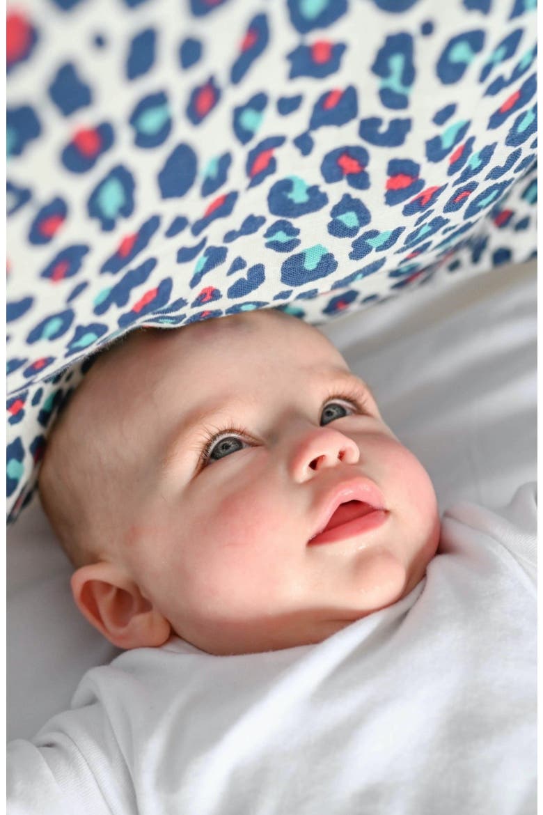 XL Blue Leopard Sensory Organic Cotton Muslin Blanket, Alternate, color, BLUE LEOPARD PRINT