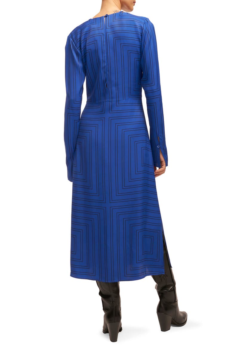 Vera Long Sleeve Midi Dress, Alternate, color, SURREALIST BLUE AND TRUE BLACK