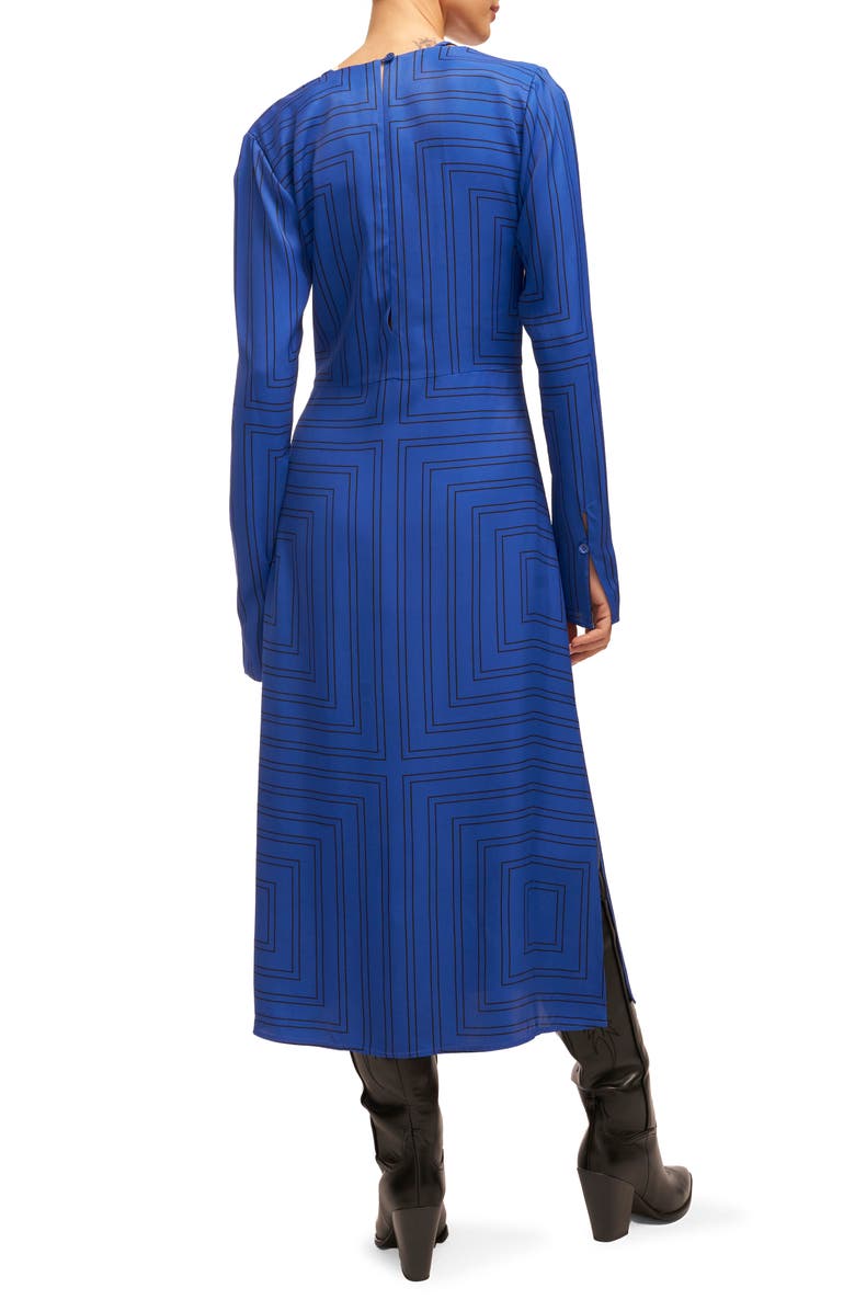 Equipment Vera Long Sleeve Midi Dress, Alternate, color, Surrealist Blue And True Black