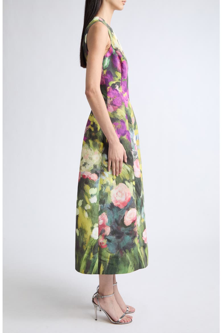 Abstract Garden Print Sleeveless Faille Dress, Alternate, color, GARDEN MULTI