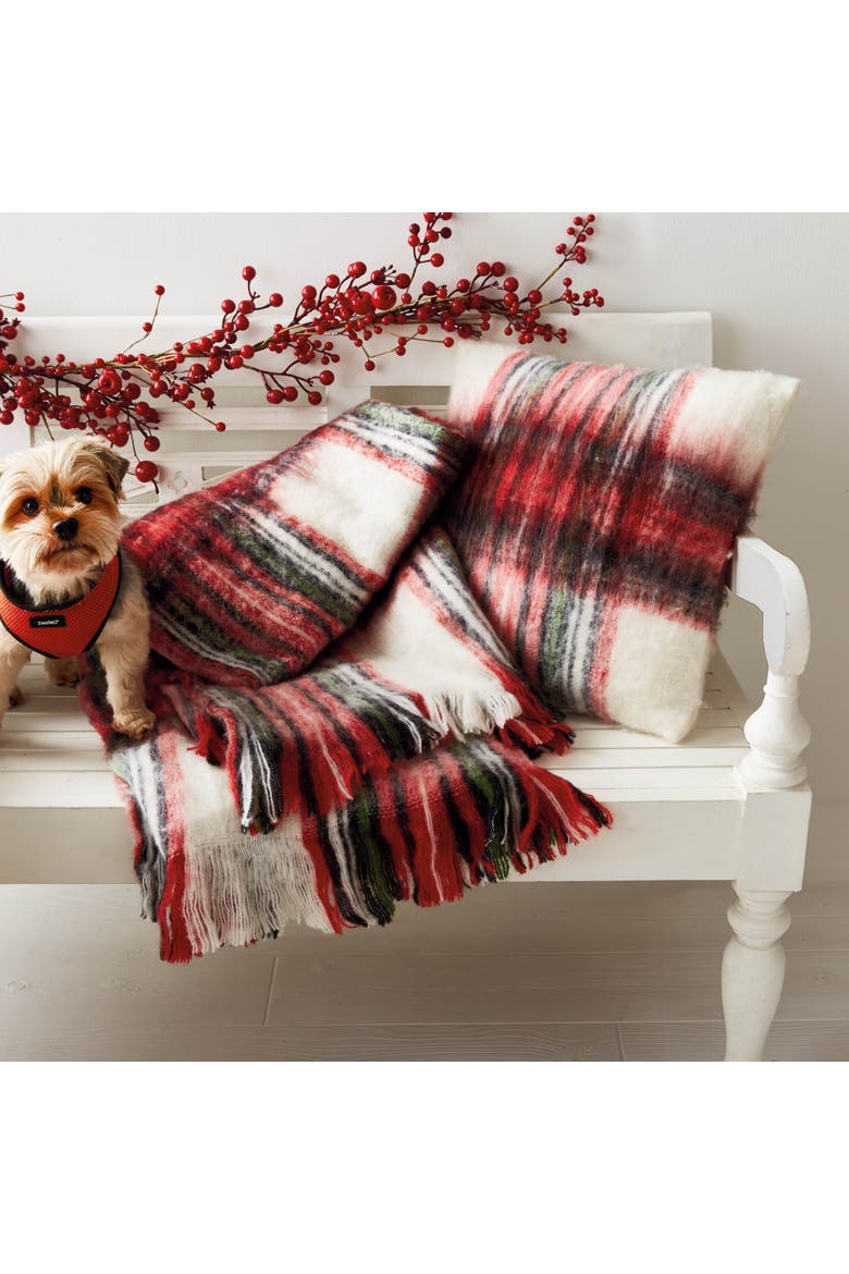 Red Multi Tartan Check Throw Pillow Perfect for Christmas Decor, Alternate, color, Red