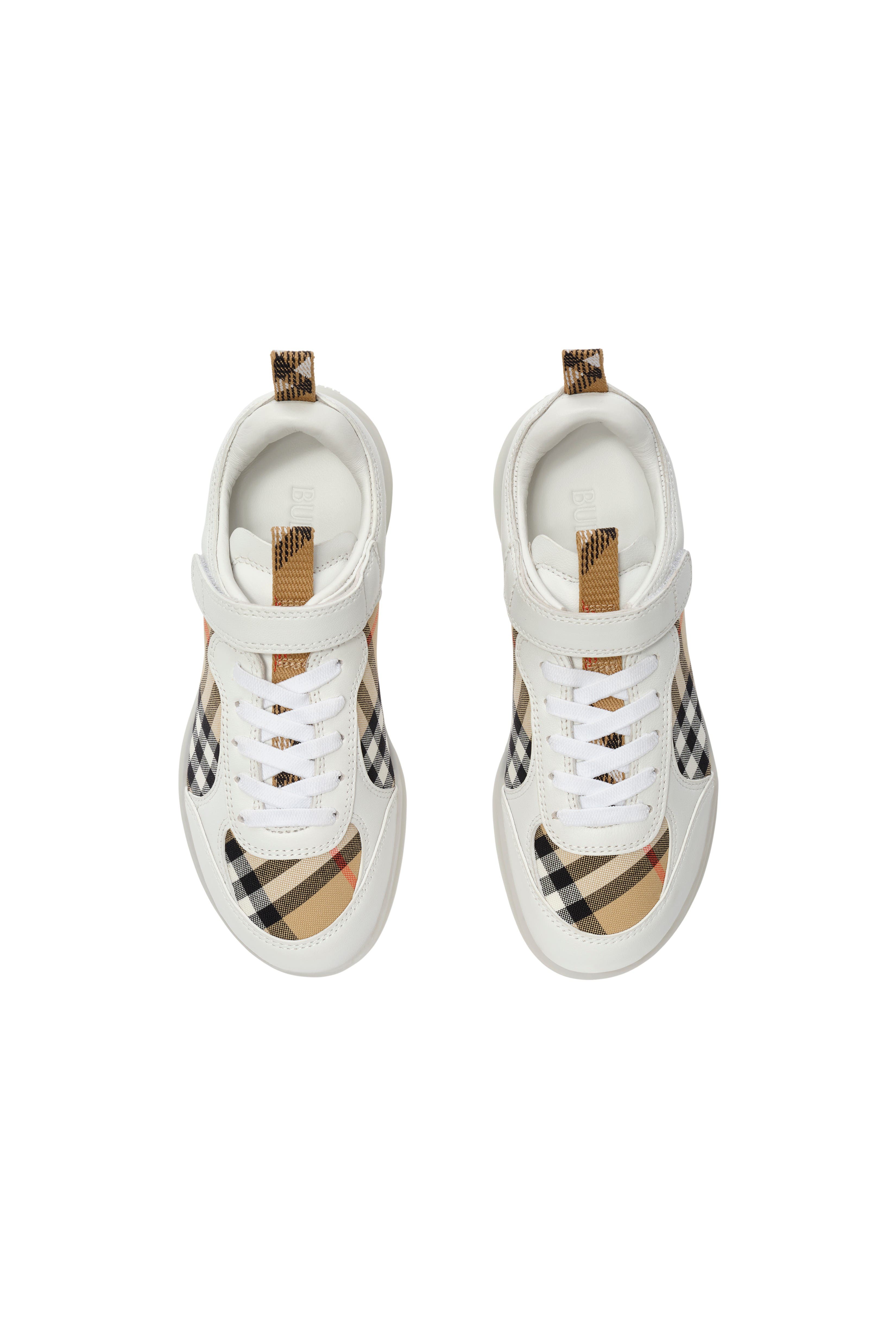 Check and Leather Matrix Sneakers, Alternate, color, Optic white