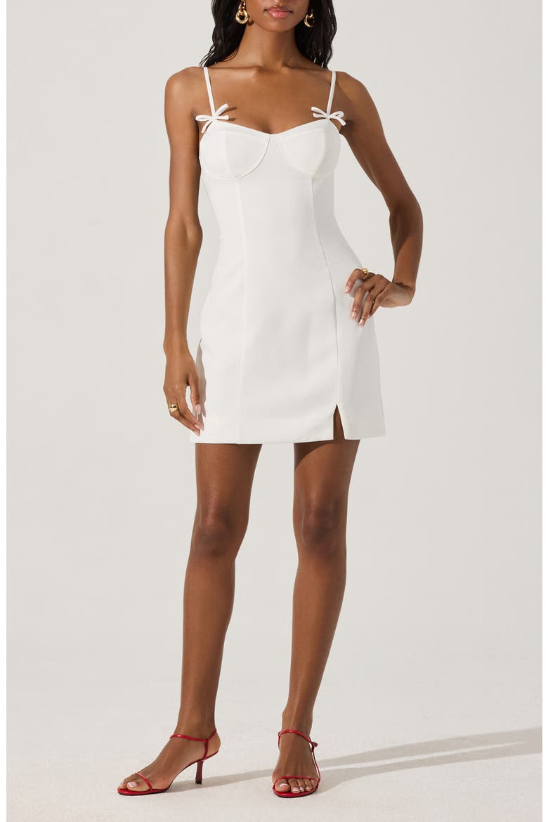 Bow Detail Minidress, Main, color, WHITE