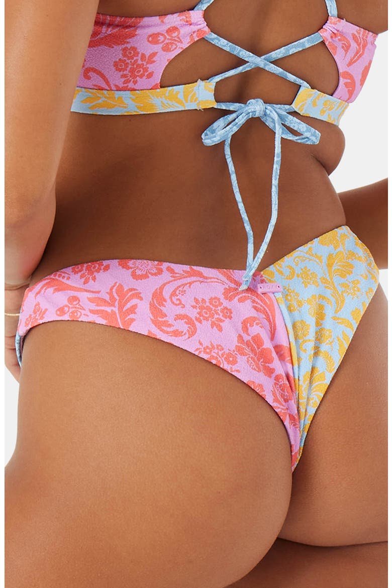Tapestry Patchwork V-Cut Cheeky Bikini Bottoms, Alternate, color, BLUE MULTI