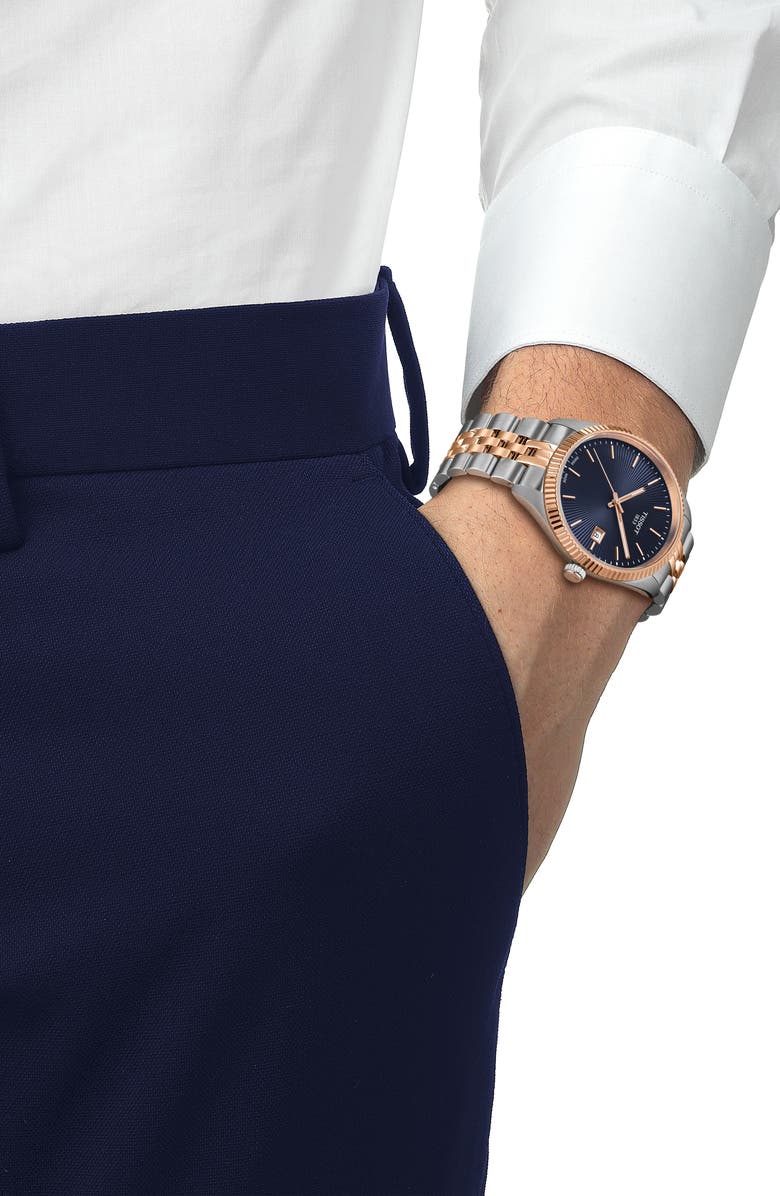 Tissot Ballade Two-Tone Bracelet Watch, 40mm, Alternate, color, Blue