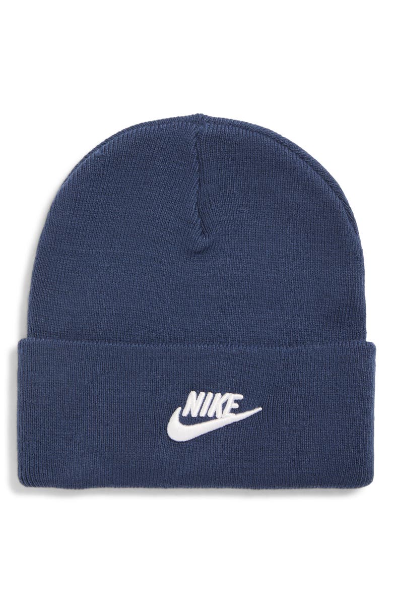 Nike Kids' Peak Beanie, Main, color, Midnight Navy/ White