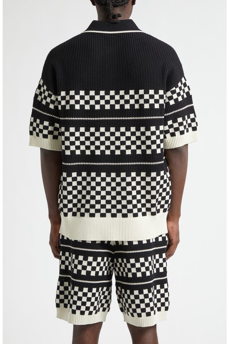 Checkered Wool Mesh Shirt, Alternate, color, BLACK
