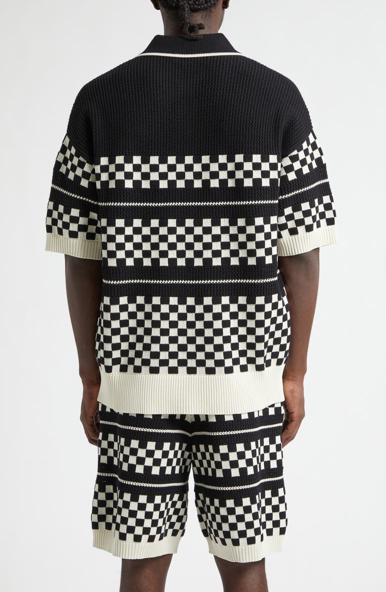 AMIRI Checkered Wool Mesh Shirt, Alternate, color, Black