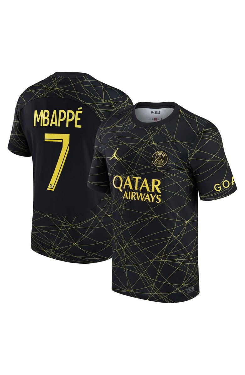 Nike Men's Jordan Brand Kylian Mbappé Black Paris Saint-Germain 2022/23 Fourth Breathe Stadium Replica Player Jersey, Alternate, color,