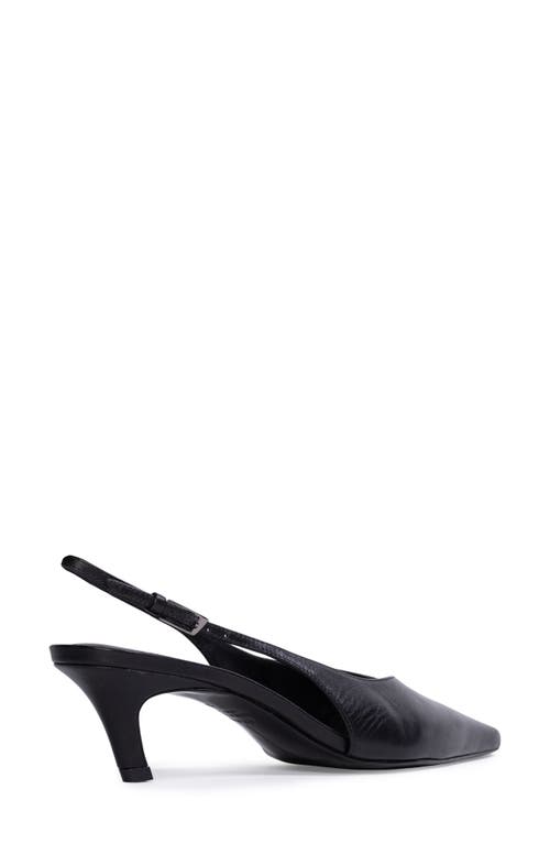 Black Suede Studio Lou Slingback Pointed Toe Kitten Heel Pump In Black Nappa Leather