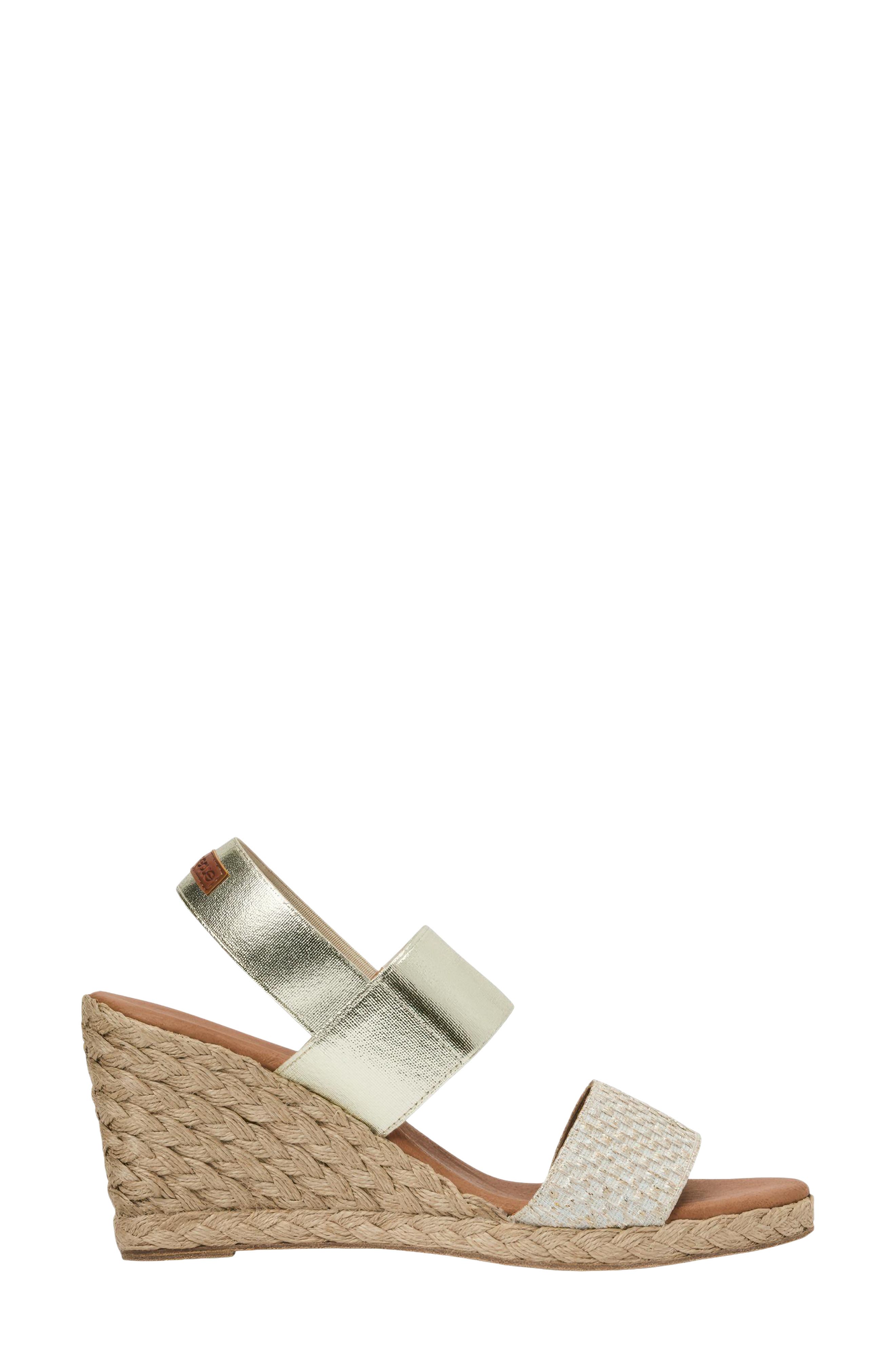 André Assous Allison Slingback Espadrille Platform Wedge Sandal, Alternate, color, Platino Multi