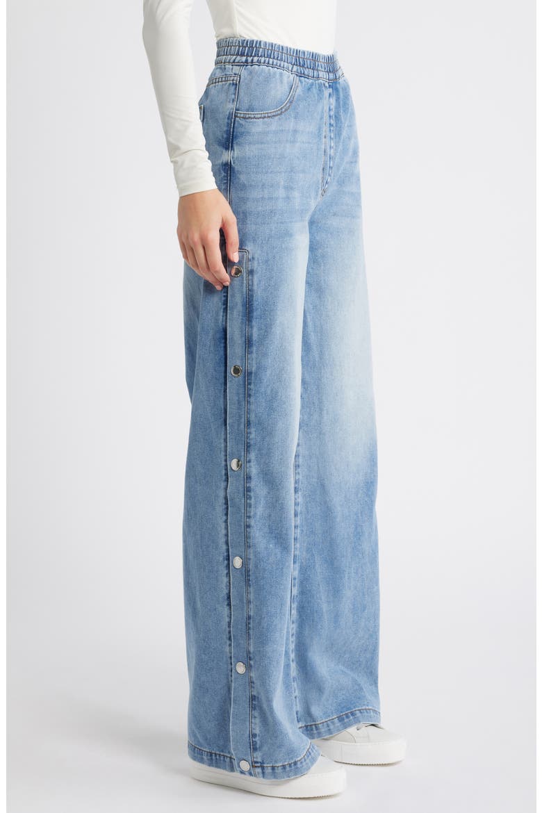 Keenie Side Snap Pull On Denim Pants, Alternate, color, MEDIUM BLUE