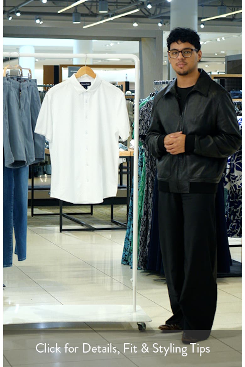 Halyard Trim Fit Micropattern Short Sleeve Button-Up Shirt video