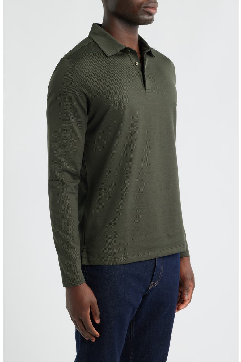 Luciano Long Sleeve Twill Polo, Alternate, color, OLIVE