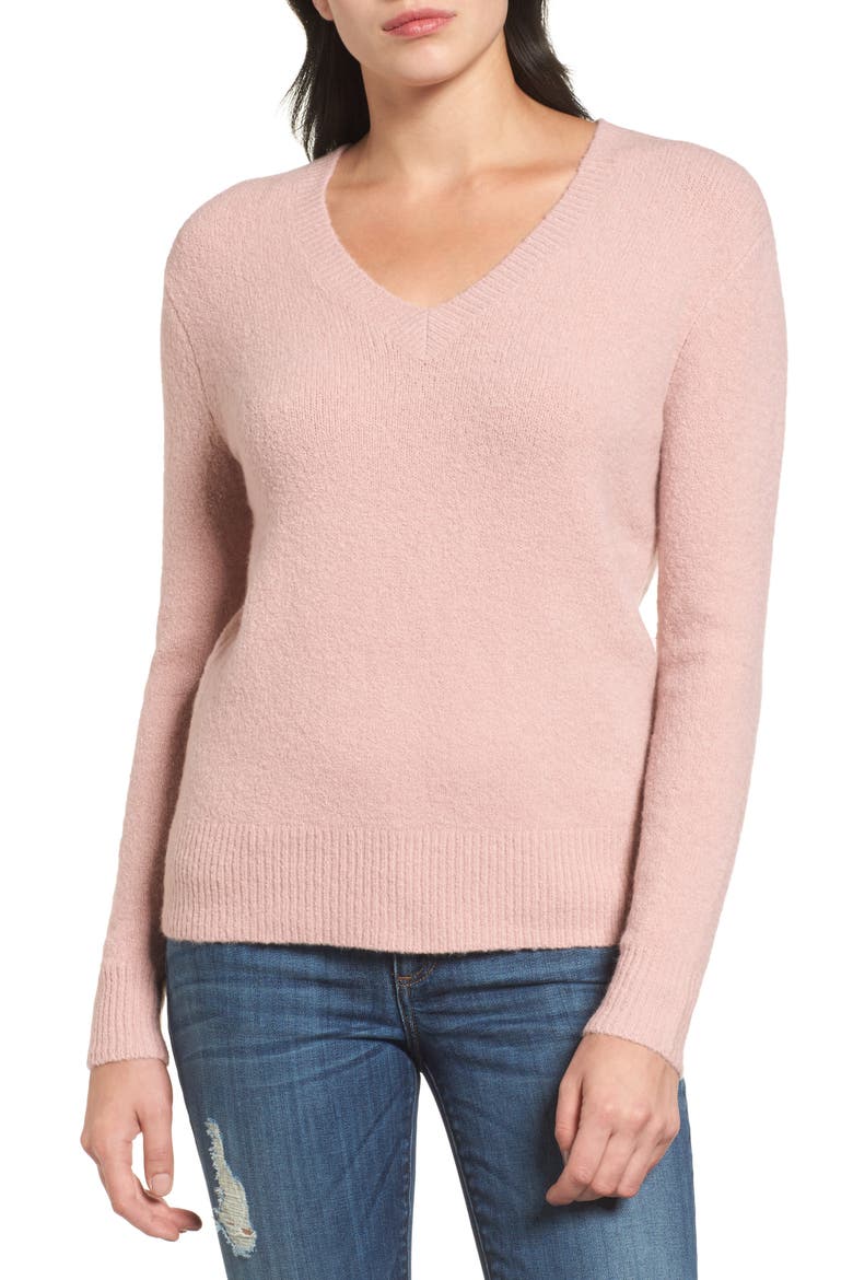 RAGLAN LACE UP SWEATER, Main, color, PINK ADOBE