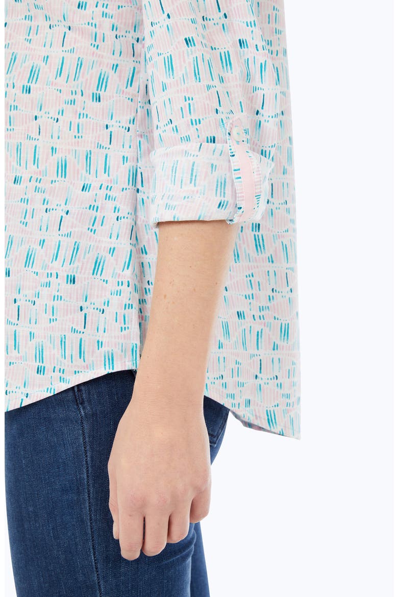Zoey Abstract Print Cotton Button-Up Shirt, Alternate, color, OCEANSIDE